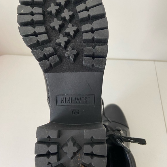 NWOT | Nine West women’s faux leather lace up combat zip boots wedge chunk heel - Picture 5 of 7
